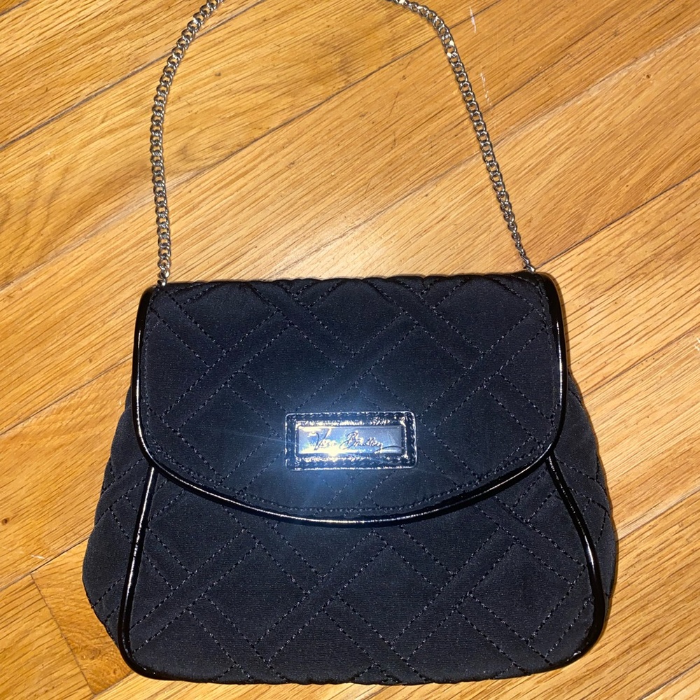 Black Vera Bradley Crossbody with Silver Chain, Great Condition no flaws!